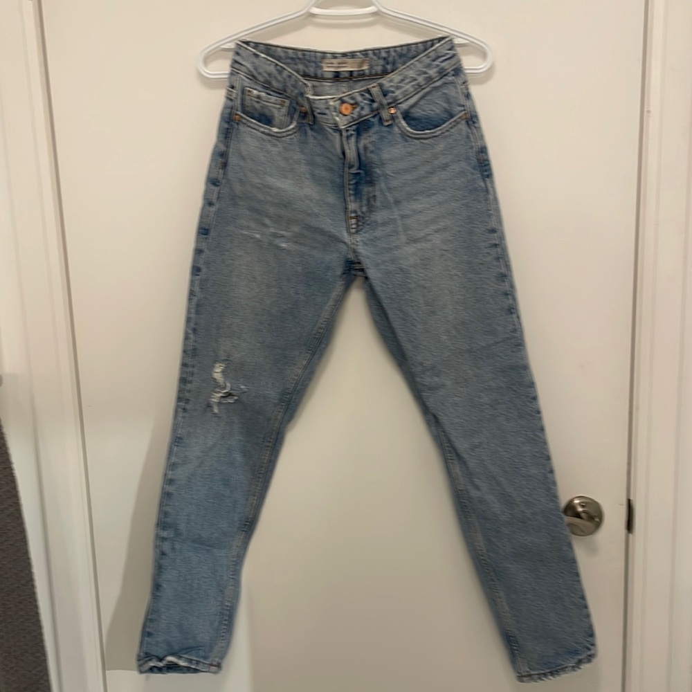 Zara light wash jeans with rips